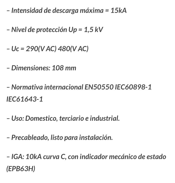 Protector sobretensiones P+T 4polos