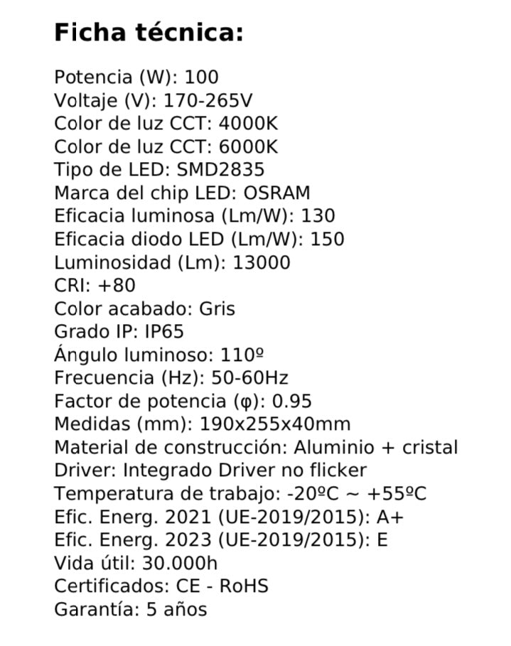 Proyector exterior "Pro" 100w Osram