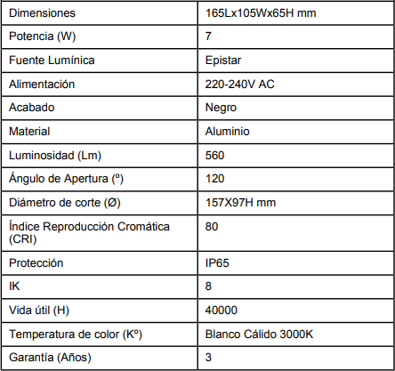 Baliza pared empotrable