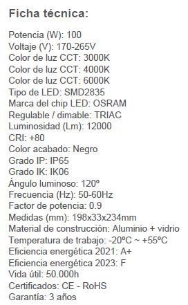 Foco proyector LEDs Osram de construcción robusta y eficiente para la iluminación en diversas aplicaciones. Acabado en color negro su estructura está construida de aluminio y cristal, proporcionando durabilidad y resistencia en diversos entornos. Puede alimentarse con corriente alterna en un rango de 200 a 265V AC, con un ángulo de apertura de 120 grados.