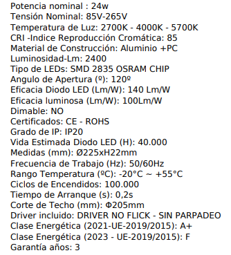 Downlight cuadrado 24w Osram
