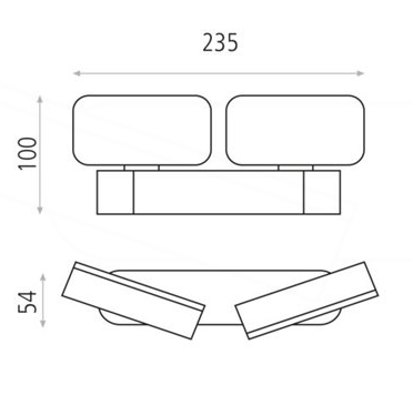 Aplic orientable doble exterior negre