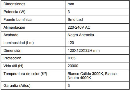 Baliza pared mini superficie