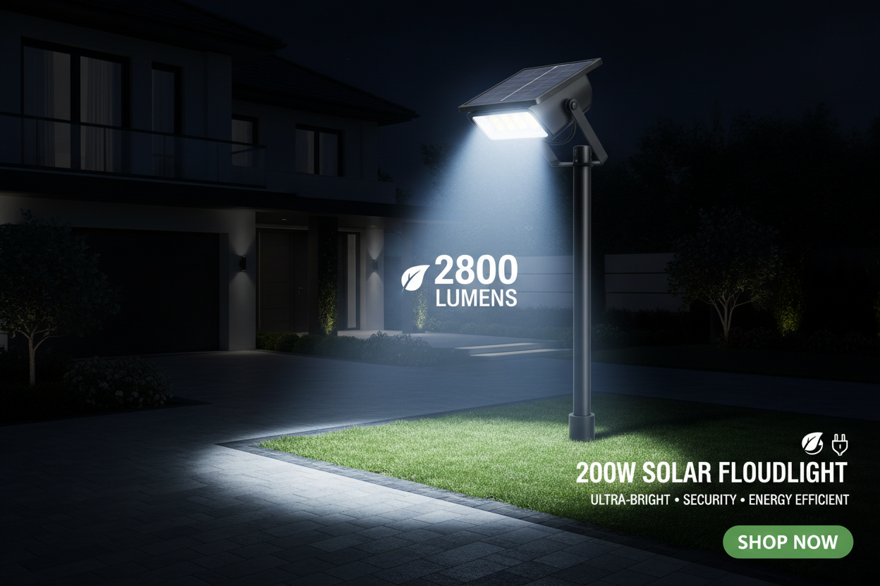 Banner Foco proyector solar 200w