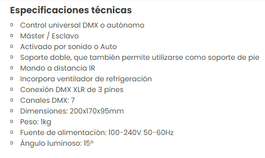 Foco proyector led espectáculos RGB 36w