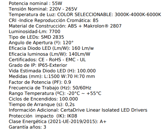 Pantalla estanca Philips 55w CCT