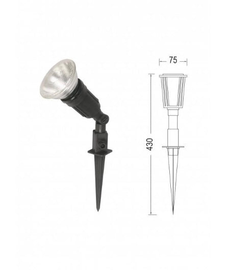 Focus Piqueta Jardí per Bombilla PAR38 E27 220V - Projector Exterior Estanc Orientable
