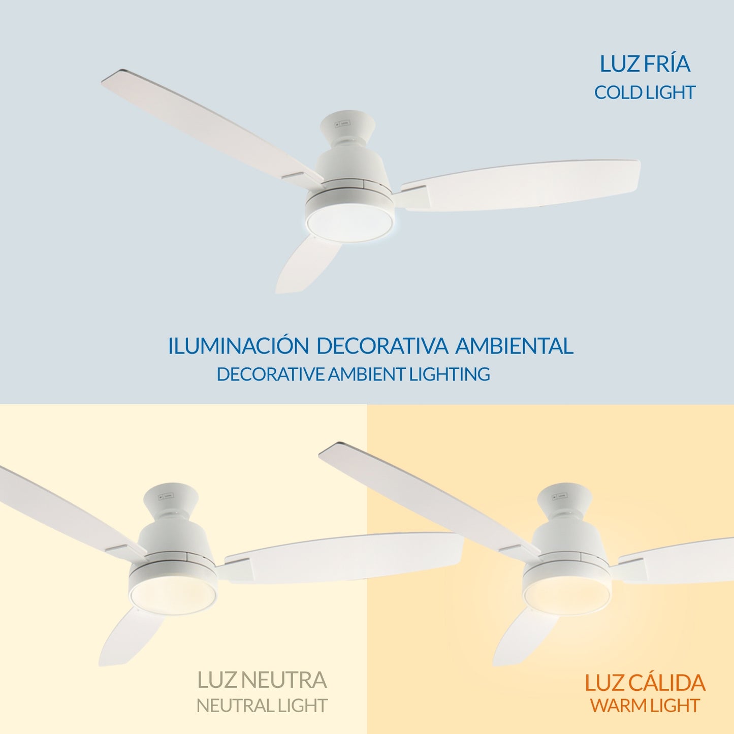 Ventilador de sostre 132cm amb Llum LED CCT 24W | Motor DC 40W Silenciós | Negre i Gris