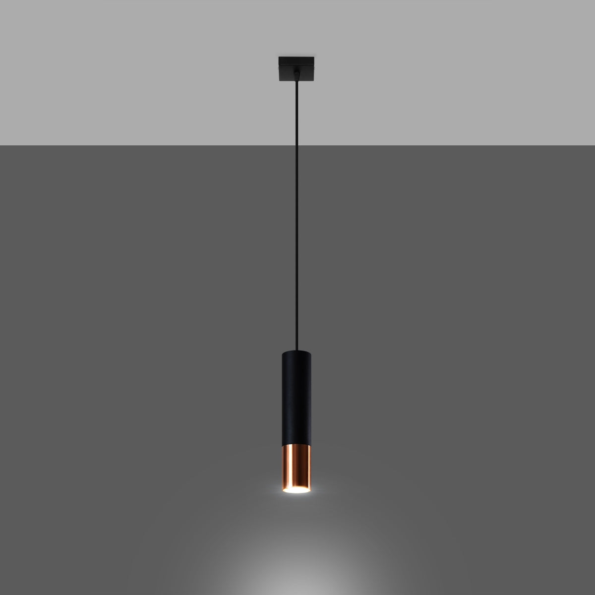 Colgante tubular negro/cobre