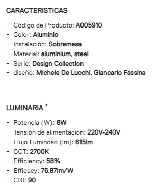 Lampara sobremesa Tolomeo mini