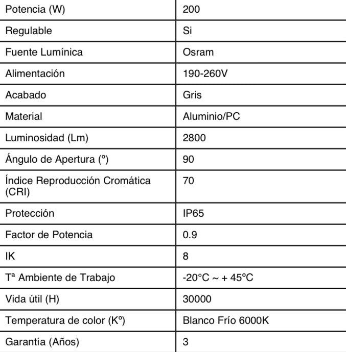 Foco solar 200w