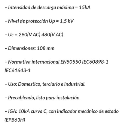 Protector sobretensiones P+T 4polos