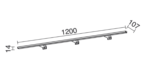 Aplique lineal espejo baño largo 80cm, 100cm o 120cm negro
