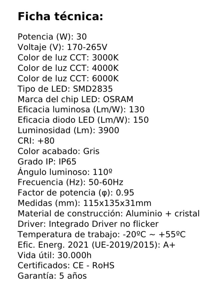 Proyector exterior "Pro" 30w Osram