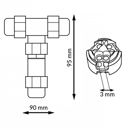 Connector Estanc IP68 Forma T | Empalmament Cable 0,5-4mm² 24A 450V | Pack 5 Uds
