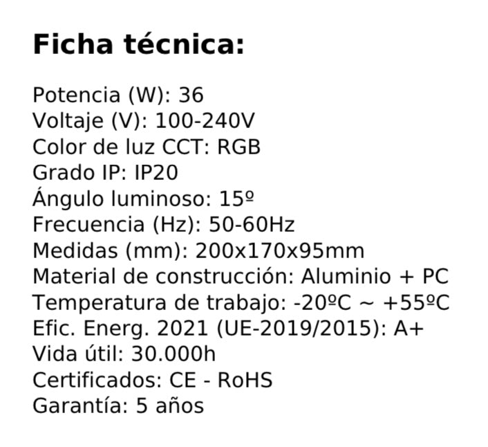 Proyector espectáculos rgb