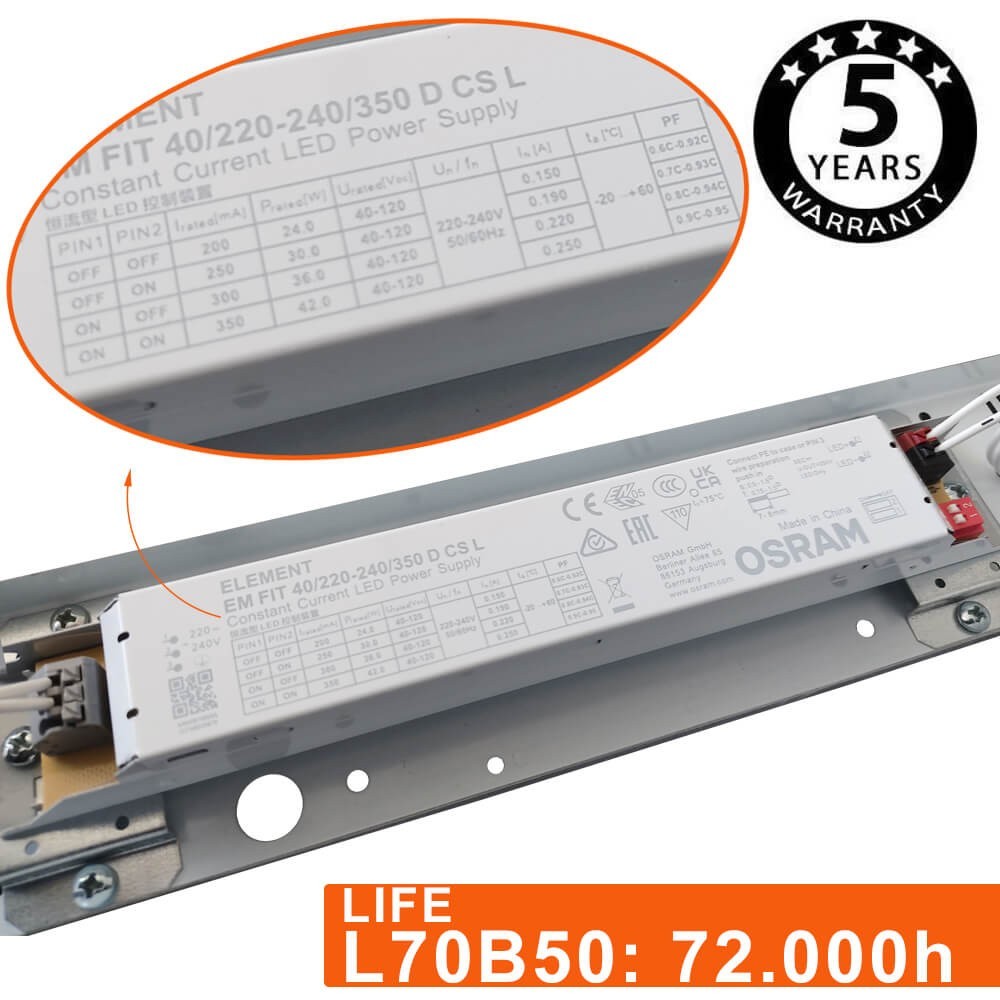 Pantalla regleta estanca 150cm con sensor de movimiento PIR. Potencia ajustable de 25 a 44w. Driver y leds Osram de alta calidad. IP66 y 5 años  de garantía