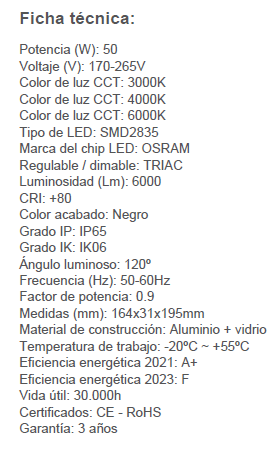 Proyector exterior 50w "eco" Osram