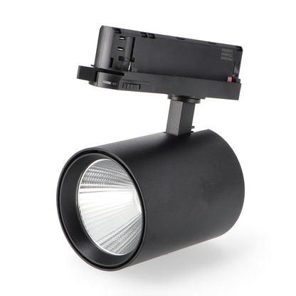  Foco LED para Carril Negro 30W Trifásico No Flicker de alto rendimiento con un diseño elegante y moderno. Con unas dimensiones de 160 mm de largo, 90 mm de ancho y 170 mm de alto, este foco es ideal para una instalación versátil en diversos entornos. Su potencia de 30w proporciona una luminosidad de 3200 lúmenes,. Equipado con tecnología Bridgelux, garantiza una alta calidad lumínica con un índice de reproducción cromática (CRI) de 80 y con un ángulo de apertura de 36º grados. 