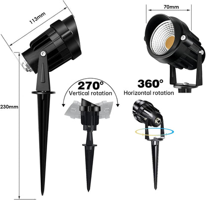 Foc Encenall Jardí LED 6W 12V | Alumini Negre IP44/65 | 460lm Llum Càlida 3000ºk