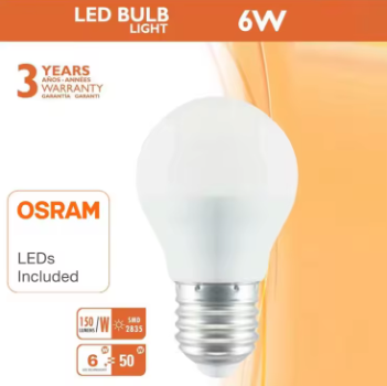 Bombilla Esférica LED G45 6W E27 Osram 550lm (Pack 10 uds)