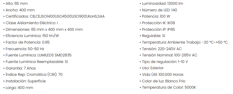 Foco especial gasolineras 100w