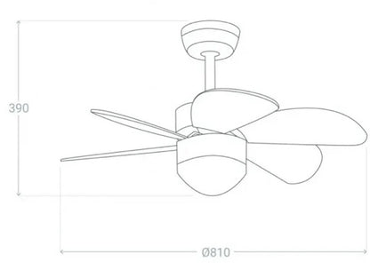 Ventilador techo pequeño con luz blanco