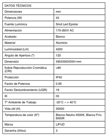 Panel led "eco" 60x60cm 40w (pack)