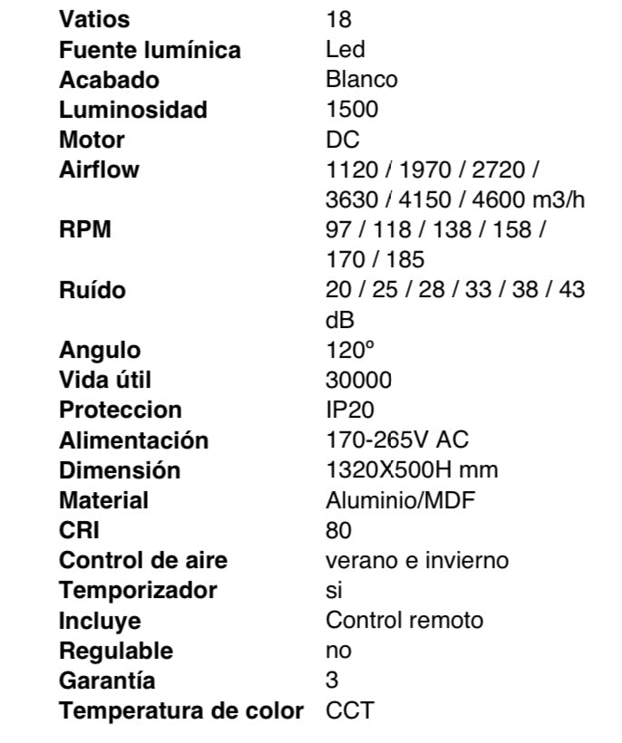 Ventilador techo grande con luz