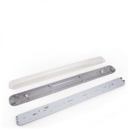 Pantalla para tubos led con grado de estanqueidad. Cableada con casquillo G13 y conexión a un extremo. La pantalla estanca está fabricada en ABS y policarbonato. Incluye todos los accesorios necesarios para su instalación.