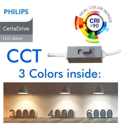 Downlight LED Empotrable 40W Philips | CCT Seleccionable | UGR17 | IP54