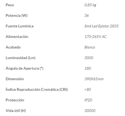 Plafón de techo o pared circular con led 36w. Es una luminaria de alta potencia que proporciona una iluminación intensa y uniforme, con un&nbsp;flujo luminoso de 3.500 lúmenes. Fabricado con materiales de primera calidad como&nbsp;aluminio y policarbonato (PC),