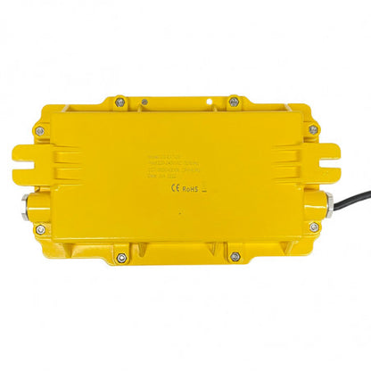Proyector LED atex para uso en zonas con riesgo de explosión en atmósferas de gas y polvo combustible. Carcasa de aluminio libre de cobre (color amarillo RAL 1021).
Vidrio templado, resistencia a impactos 4J