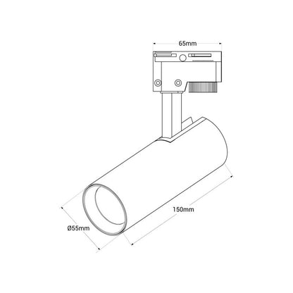 Proyector de carril LED de 10w de alta calidad que destaca por su diseño compacto y su sistema de driver incorporado. Sistema CCT que permite ajustar la temperatura del color en tres tonos luz cálida (3000K), luz neutra (4000K) o luz fría (6500K), mediante un switch incorporado. Es totalmente orientable con un ángulo de luz de 38º,  es ideal para iluminar tiendas, restaurantes y comercios ... etc.