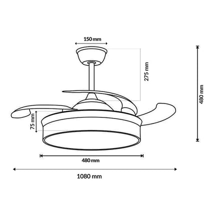 Ventilador de sostre LED CCT 30W amb Motor DC | Ø107cm Silenciós, Comandament i Funció Estiu/Hivern
