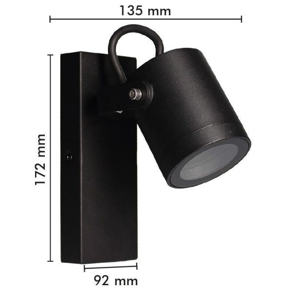 Aplic Exterior LED Orientable Negre Mate IP54 | Alumini | Casquet GU10