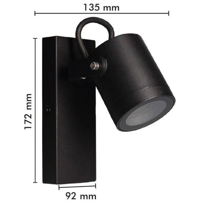 Aplic Exterior LED Orientable Negre Mate IP54 | Alumini | Casquet GU10