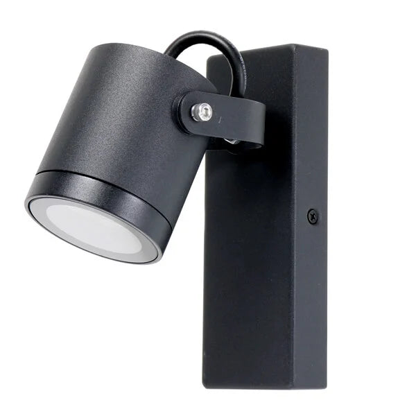 Aplic Exterior LED Orientable Negre Mate IP54 | Alumini | Casquet GU10