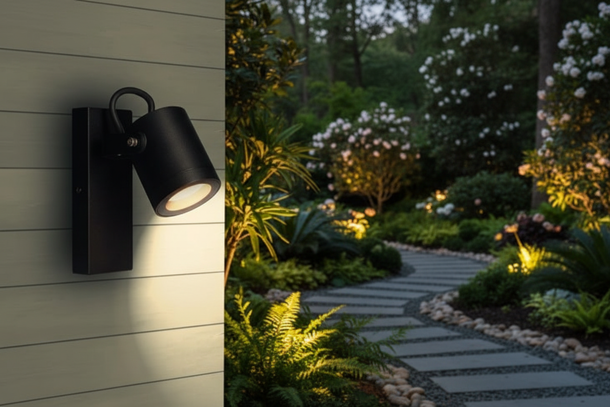 Aplique Exterior LED Negro Mate IP65 en jardín