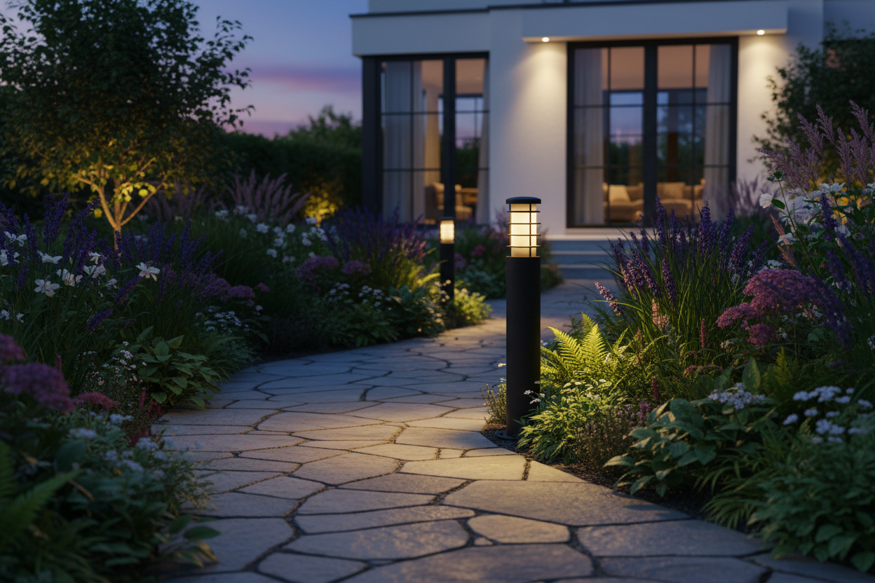 Baliza de Jardín en Contexto - Iluminación de Sendero