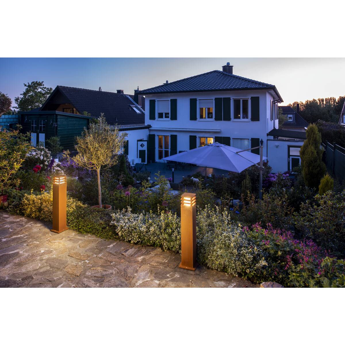 baliza rústica de 70cm de altura de acero corten