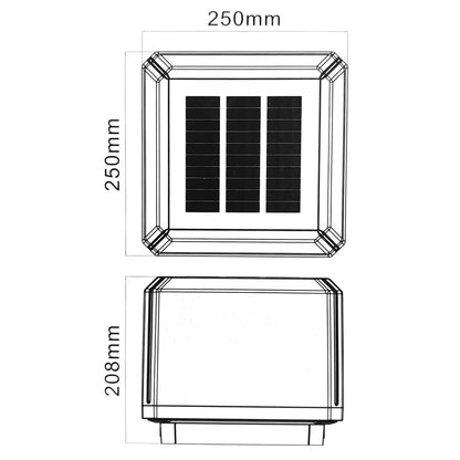 Balisa Solar LED Quadrada 4.5W 450lm CCT Seleccionable IP65 IK6 360º Sobre Mur Exterior