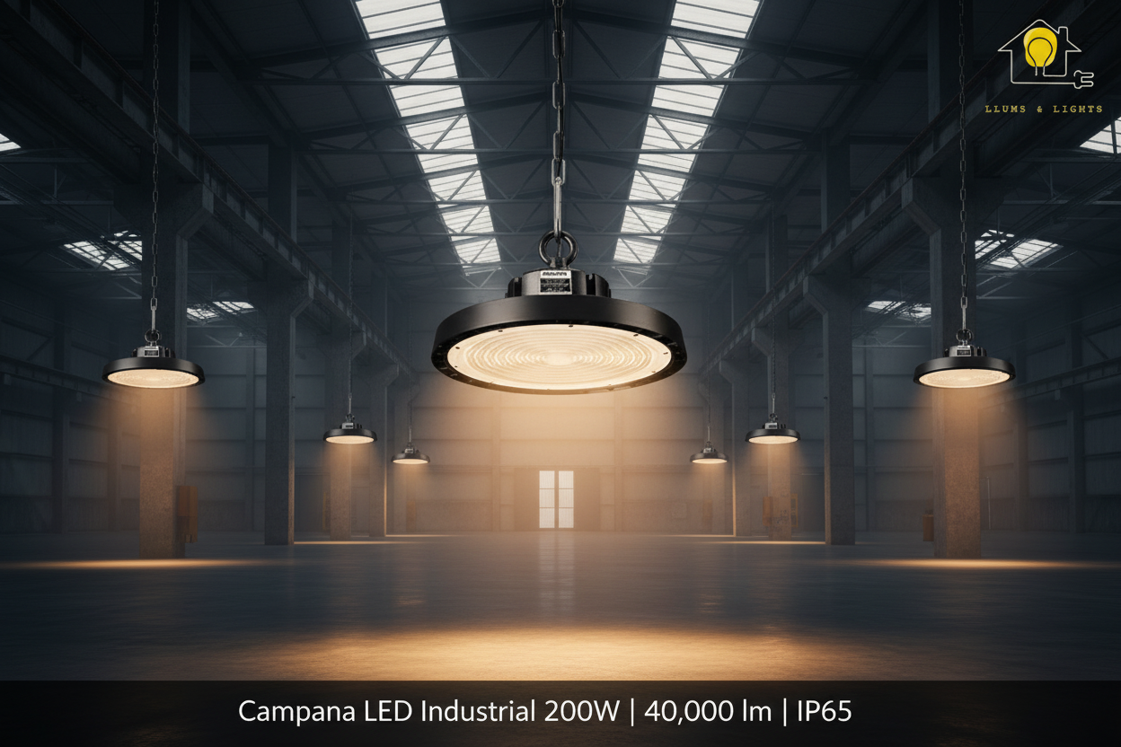 Banner Campana LED Industrial con logo LLums & Lights
