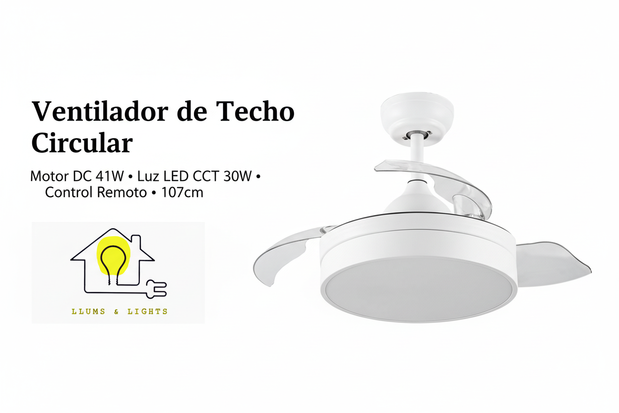 Banner profesional ventilador circular con logo LLums & Lights