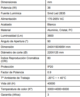 Downlight basculante rectangular