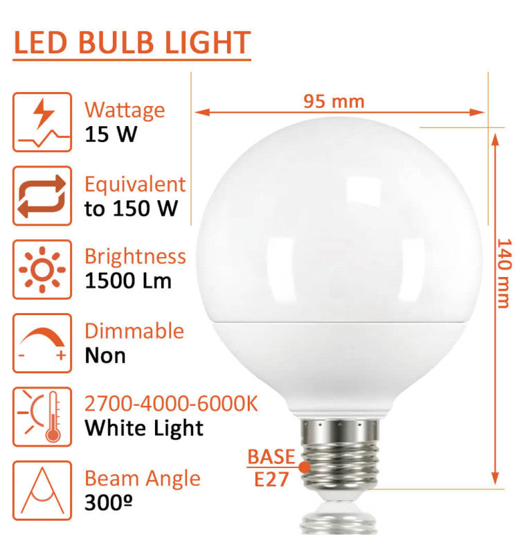Bombilla globo G95 15w Osram (pack)