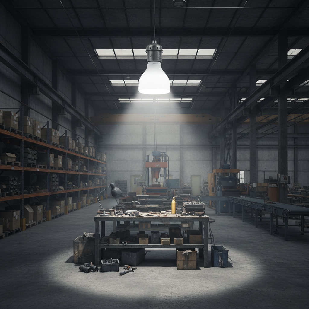 Bombilla LED Industrial 50W en uso industrial