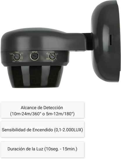 Detector de Moviment Exterior IP65 360° Sostre / 180° Paret — Abast fins a 24 m