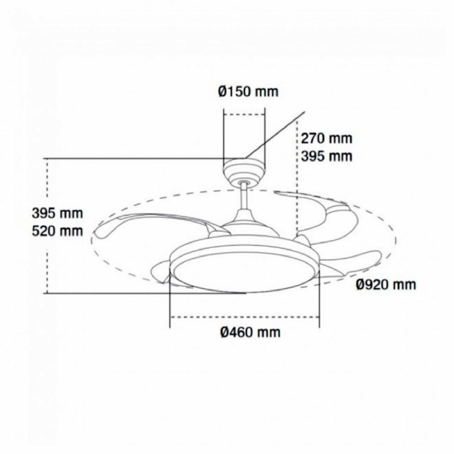 Ventilador techo circular con luz