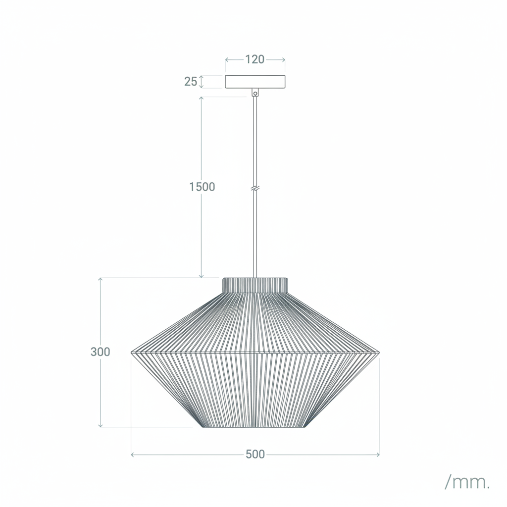 Dimensiones Lámpara Colgante - Ampliada y Destacada